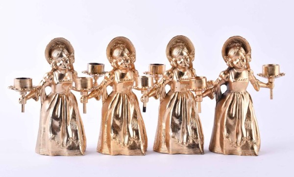 4 figural Biedermeier candlesticks
