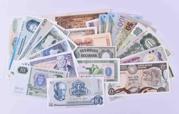 A group of banknotes Europe