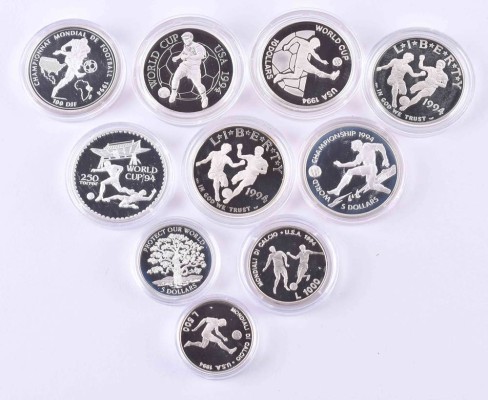 A group of coins Football World Cup 1990