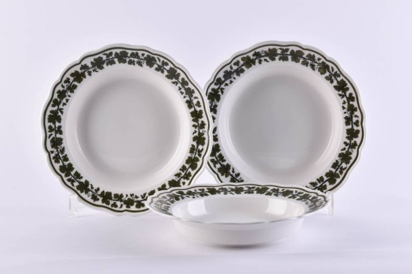 3 Meissen soup plates