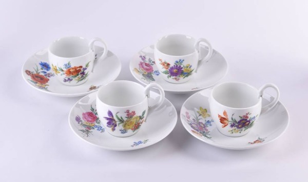 4 cups & 4 saucers Meissen