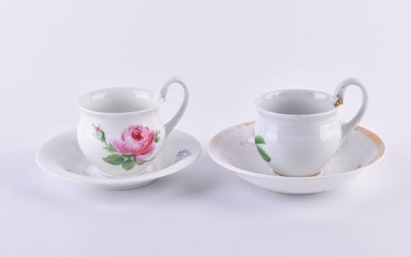 2 Tassen & 2 Untertassen Meissen 18./19. Jhd.