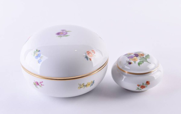 Two Meissen lidded jars