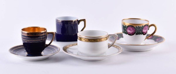 4 showcase cups & saucers